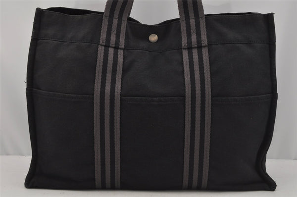 Authentic HERMES Vintage Fourre Tout MM Hand Tote Bag Canvas Black 0837J