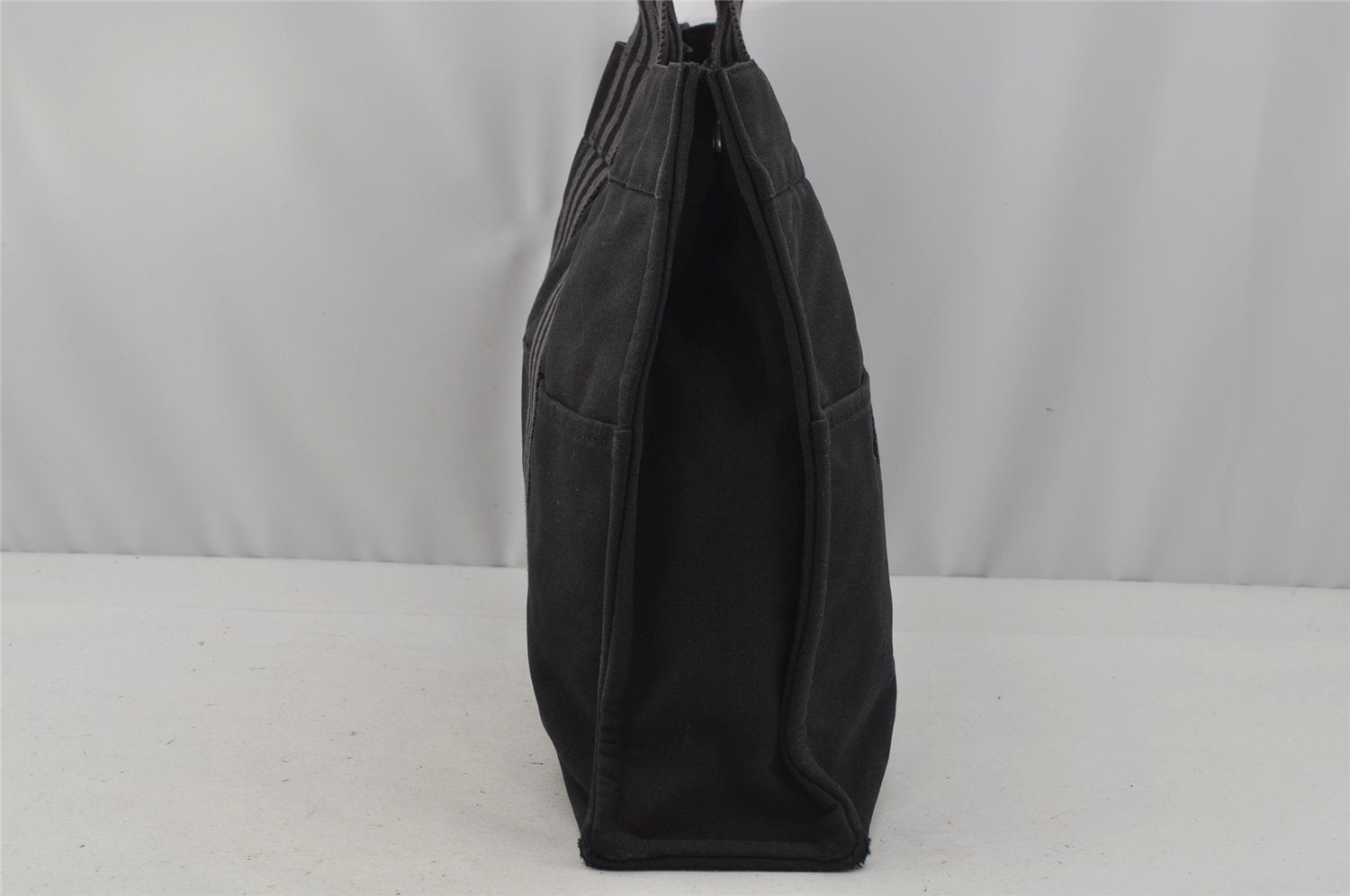 Authentic HERMES Vintage Fourre Tout MM Hand Tote Bag Canvas Black 0837J