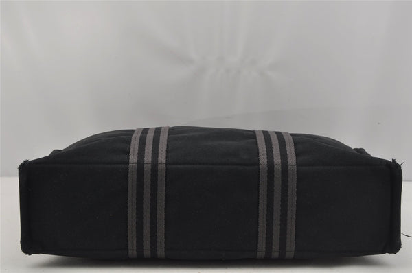 Authentic HERMES Vintage Fourre Tout MM Hand Tote Bag Canvas Black 0837J