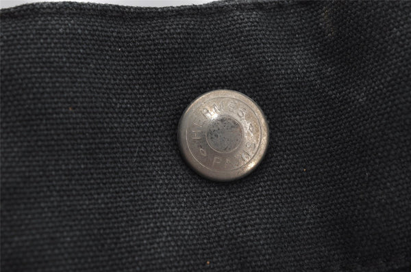 Authentic HERMES Vintage Fourre Tout MM Hand Tote Bag Canvas Black 0837J