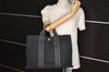 Authentic HERMES Vintage Fourre Tout MM Hand Tote Bag Canvas Black 0837J