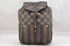 Authentic FENDI Vintage Pequin Pattern PVC Leather Backpack Brown Black 0838J