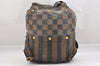 Authentic FENDI Vintage Pequin Pattern PVC Leather Backpack Brown Black 0838J