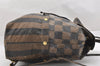 Authentic FENDI Vintage Pequin Pattern PVC Leather Backpack Brown Black 0838J