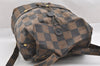 Authentic FENDI Vintage Pequin Pattern PVC Leather Backpack Brown Black 0838J