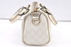 Authentic GUCCI Vintage Hand Boston Bag Purse GG PVC Leather 193604 White 0838K