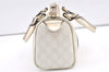 Authentic GUCCI Vintage Hand Boston Bag Purse GG PVC Leather 193604 White 0838K