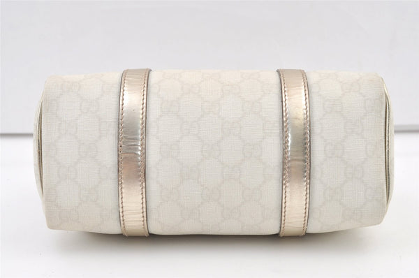 Authentic GUCCI Vintage Hand Boston Bag Purse GG PVC Leather 193604 White 0838K