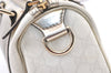 Authentic GUCCI Vintage Hand Boston Bag Purse GG PVC Leather 193604 White 0838K