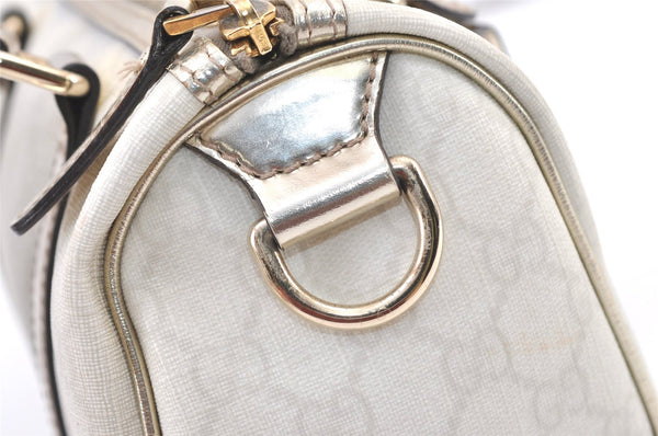 Authentic GUCCI Vintage Hand Boston Bag Purse GG PVC Leather 193604 White 0838K