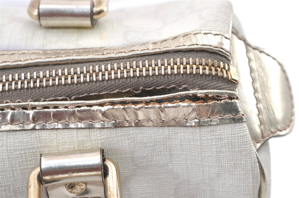 Authentic GUCCI Vintage Hand Boston Bag Purse GG PVC Leather 193604 White 0838K