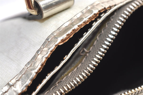 Authentic GUCCI Vintage Hand Boston Bag Purse GG PVC Leather 193604 White 0838K