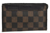 Authentic FENDI Pequin Check Clutch Hand Bag PVC Leather Brown Black Junk 0839J