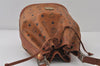 Authentic MCM Visetos Leather Vintage Shoulder Drawstring Bag Purse Brown 0840J