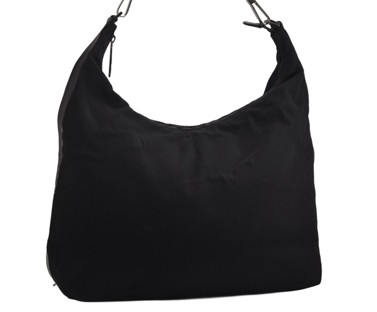 Authentic GUCCI Vintage Shoulder Bag Nylon Leather Black 0840K