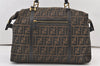 Authentic FENDI Vintage Zucca Shoulder Tote Bag Canvas Leather Brown Junk 0841K