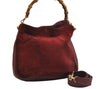 Authentic GUCCI Bamboo 2Way Shoulder Hand Bag Suede Leather Bordeaux Junk 0842K