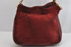 Authentic GUCCI Bamboo 2Way Shoulder Hand Bag Suede Leather Bordeaux Junk 0842K