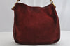 Authentic GUCCI Bamboo 2Way Shoulder Hand Bag Suede Leather Bordeaux Junk 0842K
