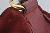 Authentic GUCCI Bamboo 2Way Shoulder Hand Bag Suede Leather Bordeaux Junk 0842K