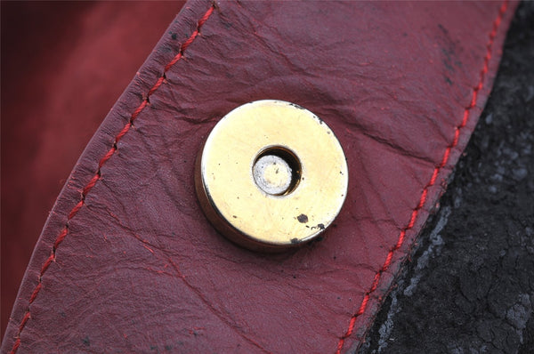 Authentic GUCCI Bamboo 2Way Shoulder Hand Bag Suede Leather Bordeaux Junk 0842K