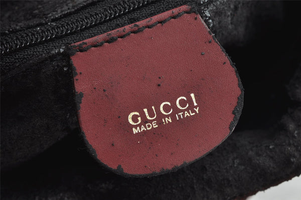 Authentic GUCCI Bamboo 2Way Shoulder Hand Bag Suede Leather Bordeaux Junk 0842K