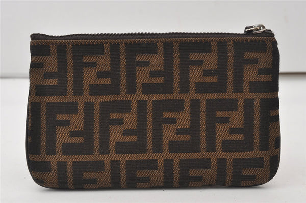 Authentic FENDI Vintage Zucca Pouch Purse Canvas Leather Brown Junk 0843J