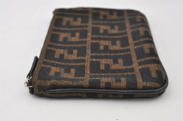 Authentic FENDI Vintage Zucca Pouch Purse Canvas Leather Brown Junk 0843J