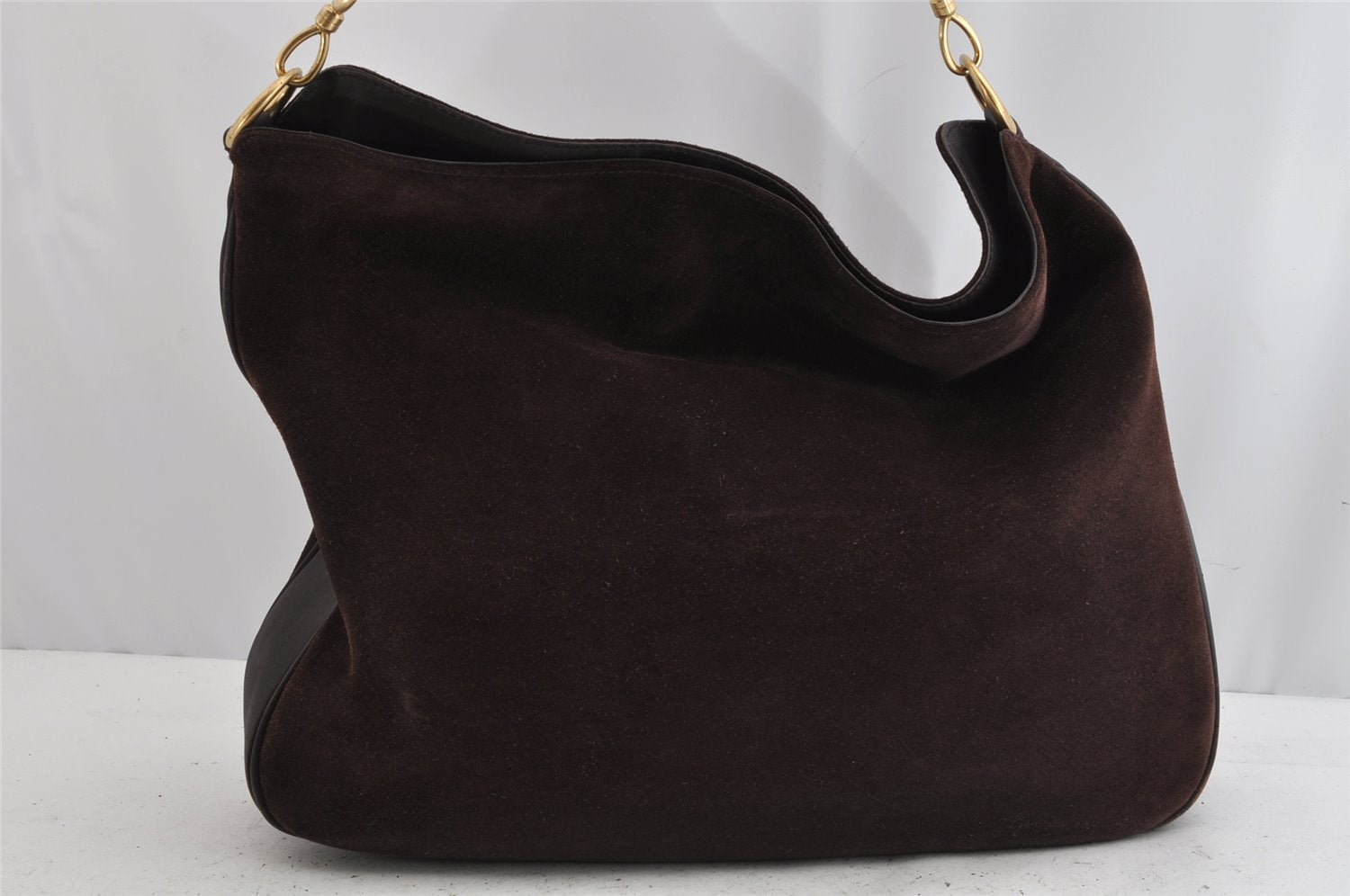 Authentic GUCCI Bamboo 2Way Shoulder Hand Bag Suede Leather Brown Junk 0843K