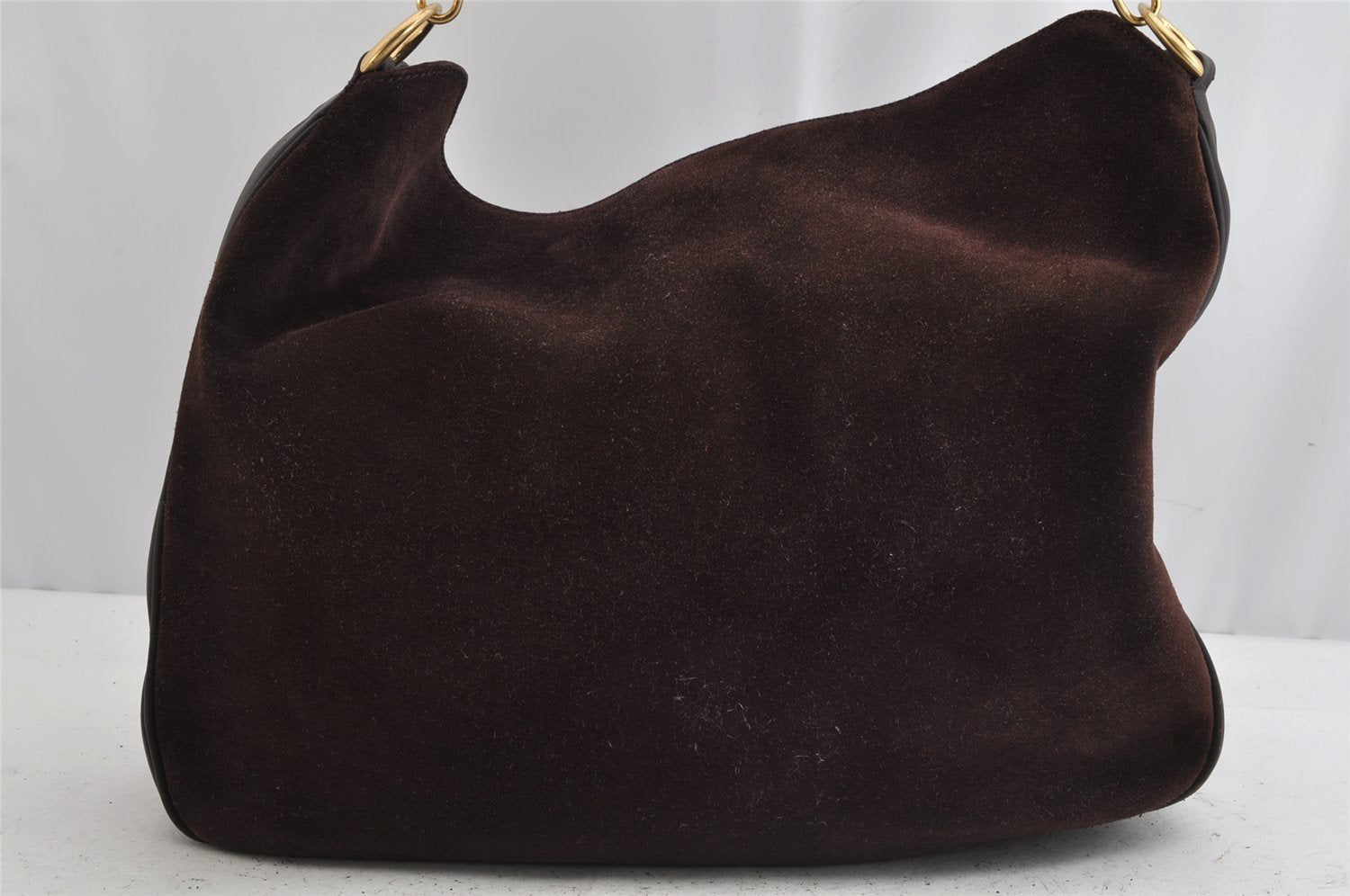 Authentic GUCCI Bamboo 2Way Shoulder Hand Bag Suede Leather Brown Junk 0843K