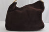 Authentic GUCCI Bamboo 2Way Shoulder Hand Bag Suede Leather Brown Junk 0843K