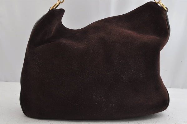 Authentic GUCCI Bamboo 2Way Shoulder Hand Bag Suede Leather Brown Junk 0843K