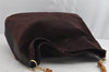 Authentic GUCCI Bamboo 2Way Shoulder Hand Bag Suede Leather Brown Junk 0843K
