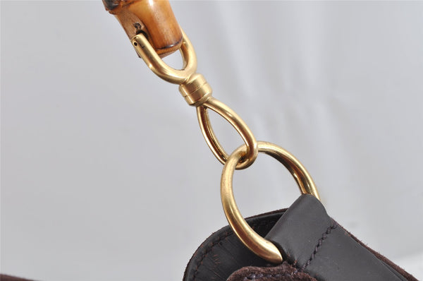 Authentic GUCCI Bamboo 2Way Shoulder Hand Bag Suede Leather Brown Junk 0843K