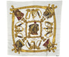 Authentic HERMES Carre 90 Scarf "GRAND UNIFORME" Silk White 0844J