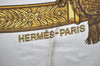 Authentic HERMES Carre 90 Scarf "GRAND UNIFORME" Silk White 0844J