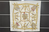 Authentic HERMES Carre 90 Scarf "GRAND UNIFORME" Silk White 0844J