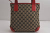 Authentic GUCCI Shoulder Tote Bag GG Canvas Leather 0190402 Black Red 0844K