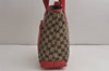 Authentic GUCCI Shoulder Tote Bag GG Canvas Leather 0190402 Black Red 0844K