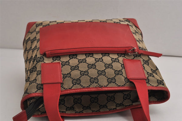 Authentic GUCCI Shoulder Tote Bag GG Canvas Leather 0190402 Black Red 0844K