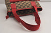 Authentic GUCCI Shoulder Tote Bag GG Canvas Leather 0190402 Black Red 0844K