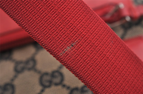 Authentic GUCCI Shoulder Tote Bag GG Canvas Leather 0190402 Black Red 0844K