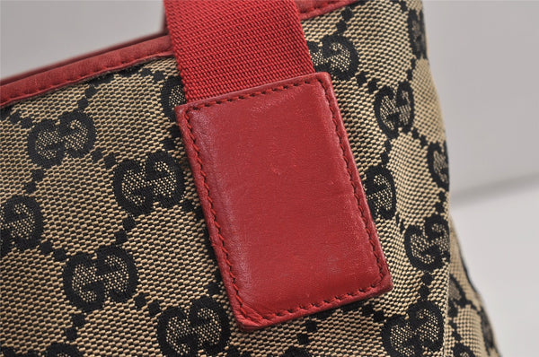 Authentic GUCCI Shoulder Tote Bag GG Canvas Leather 0190402 Black Red 0844K