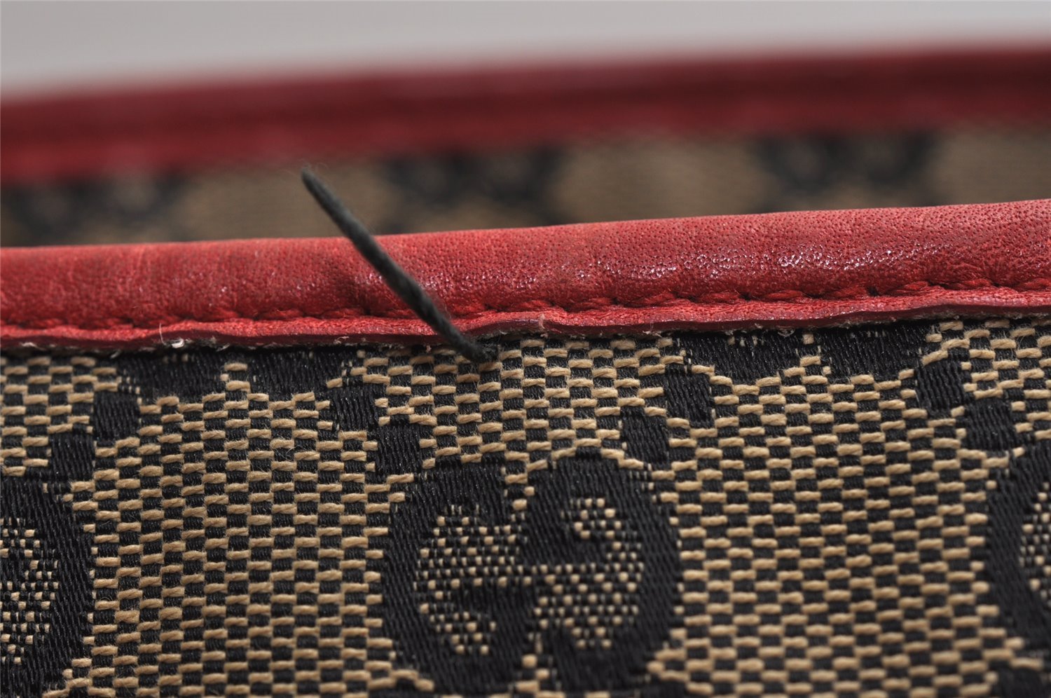 Authentic GUCCI Shoulder Tote Bag GG Canvas Leather 0190402 Black Red 0844K