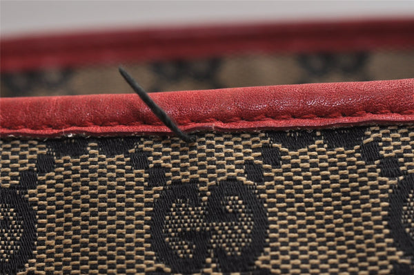 Authentic GUCCI Shoulder Tote Bag GG Canvas Leather 0190402 Black Red 0844K