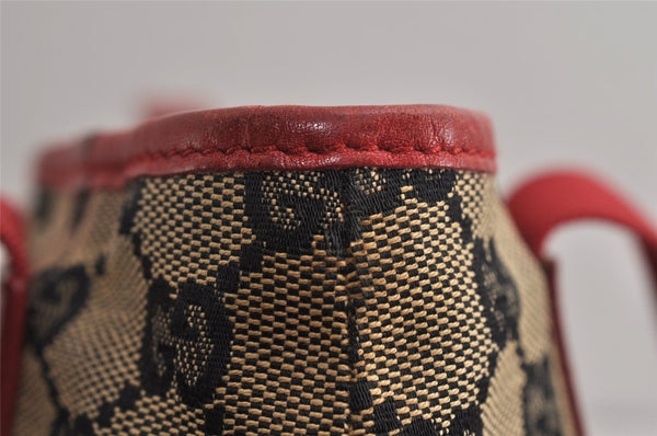 Authentic GUCCI Shoulder Tote Bag GG Canvas Leather 0190402 Black Red 0844K