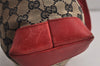 Authentic GUCCI Shoulder Tote Bag GG Canvas Leather 0190402 Black Red 0844K