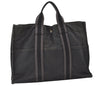 Authentic HERMES Fourre Tout MM Hand Tote Bag Canvas Black 0845J