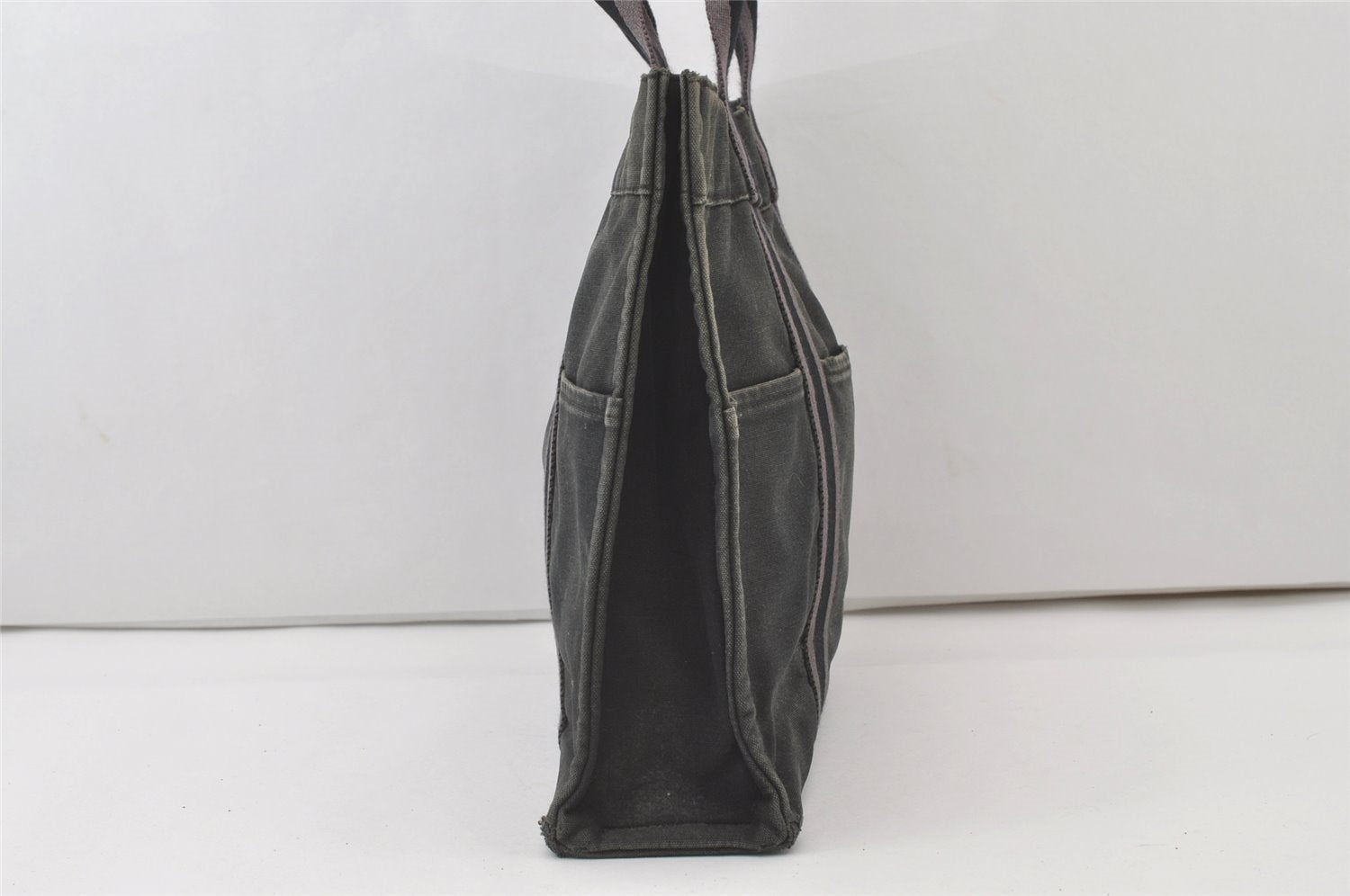 Authentic HERMES Fourre Tout MM Hand Tote Bag Canvas Black 0845J