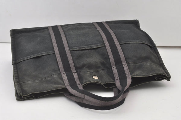 Authentic HERMES Fourre Tout MM Hand Tote Bag Canvas Black 0845J